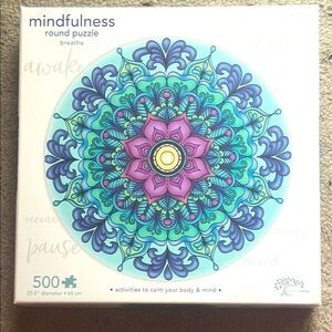 Mindful Living Round Puzzle with Mandala Design